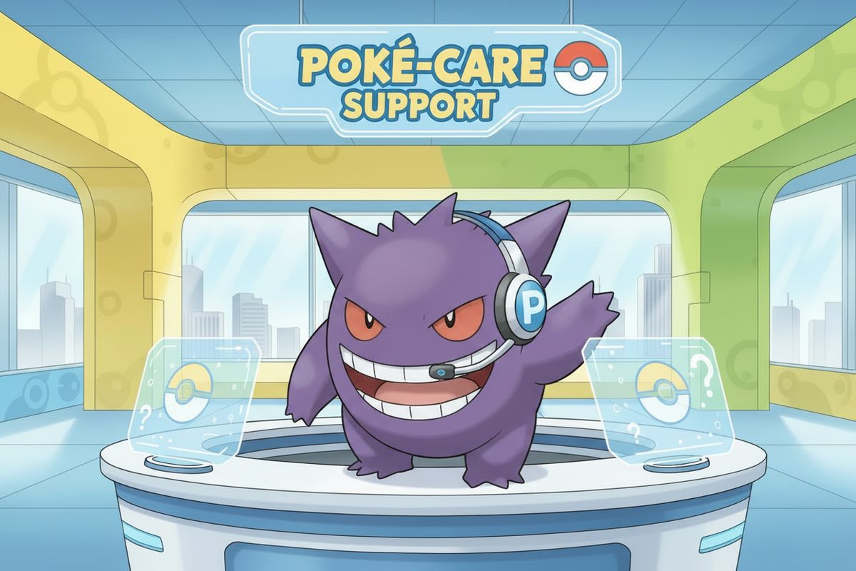 Gengar con cuffie per servizio clienti